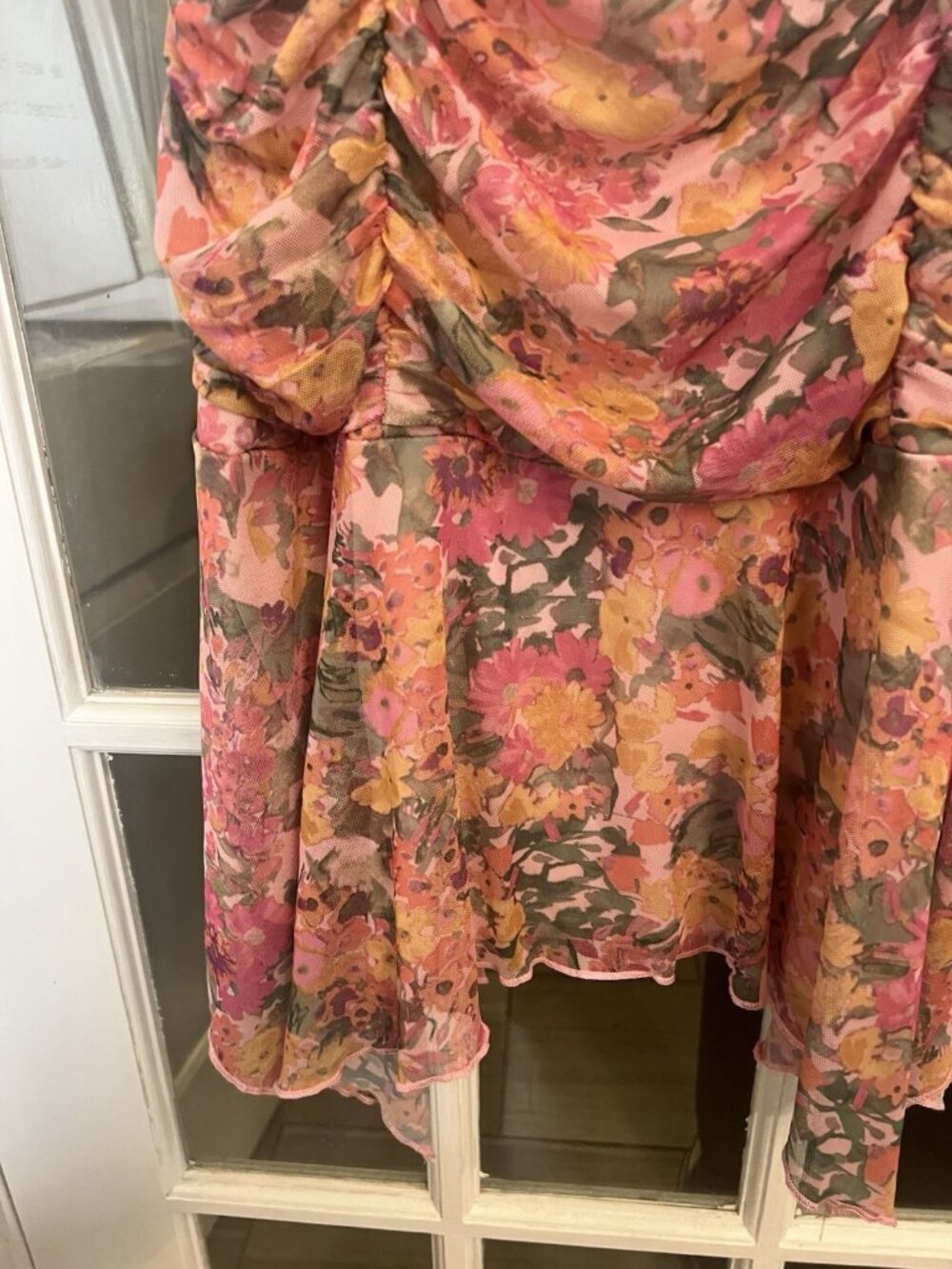 Vintage Y2K Floral Mesh Overlay Dress Pink Fairy pinup size XL Wild Fable. Q - Picture 5 of 8